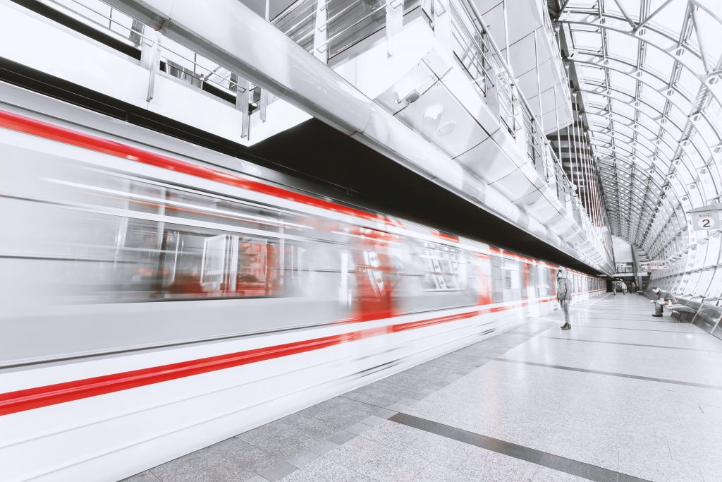 train passing through station